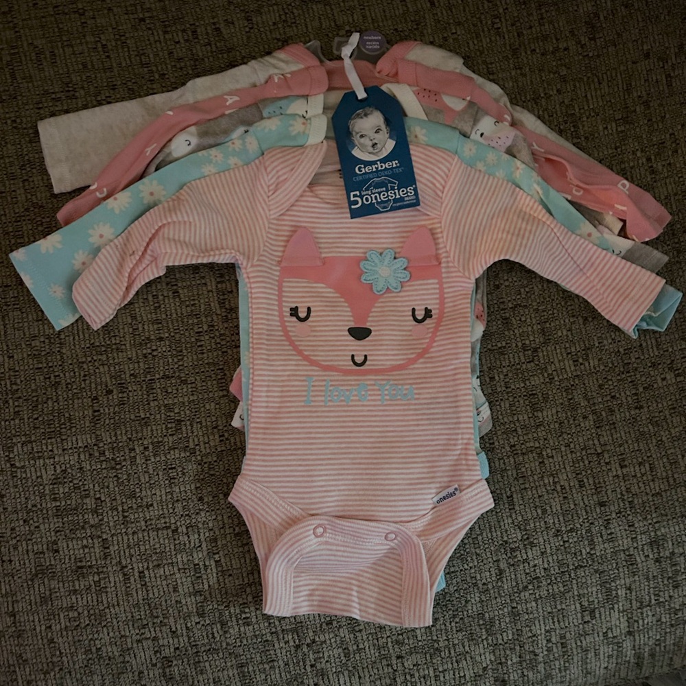 Girls Gerber Long Sleeve Onsies
